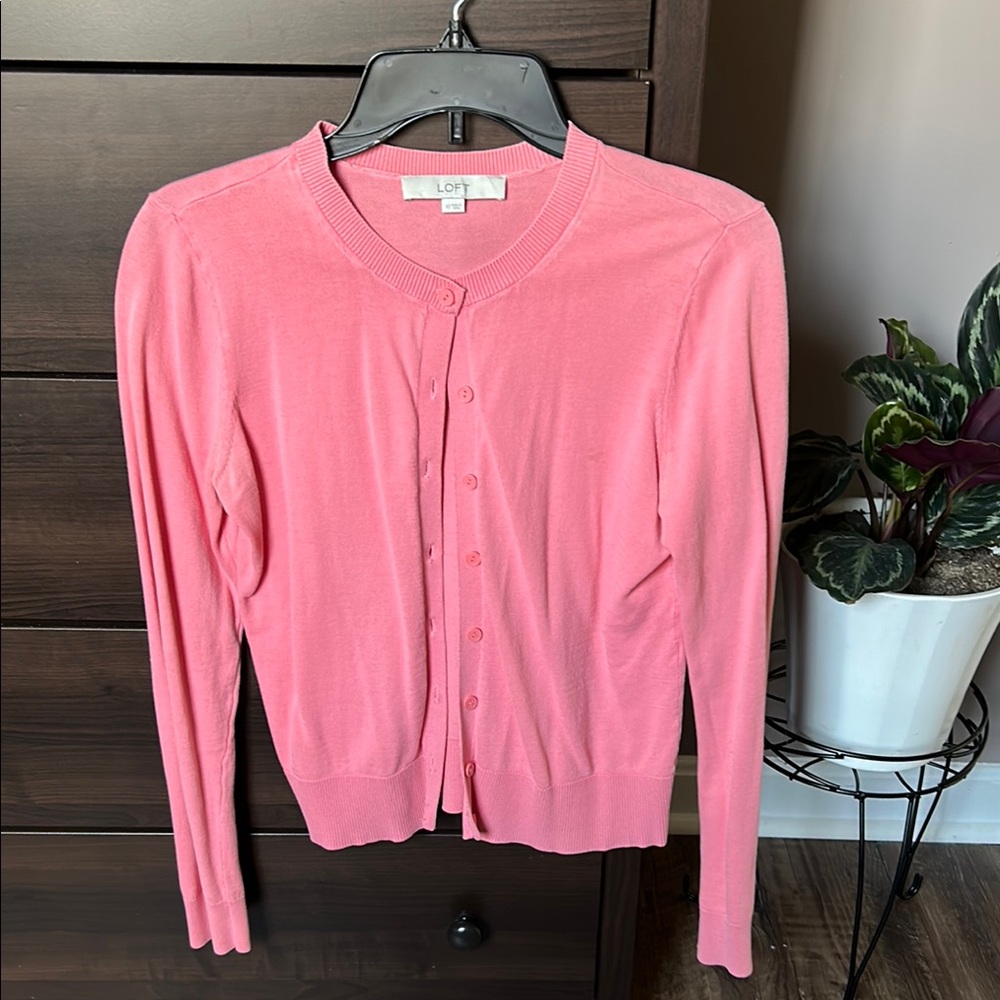 LOFT Pink Cardigan Sweater